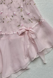 Cute A Line Spaghetti Straps Pink Satin Chiffon Applique Short Homecoming Dress 16th Birthday Outfits HZ1024