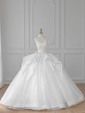 Dreamy Ball Gown Strapless Tulle Sequin Applique Long Wedding Dresses HZ1024