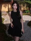 Sweet 16th Black A Line Halter Satin Sequin Short Homecoming Dress Birthday Outfits HZ1024