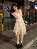 Sweet 17th A Line Satin Ruffles With Short Sleeves Short Homecoming Dress Birthday Outfits HZ1024