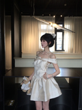 Pretty 19th A Line Off The Shoulder Satin Short Homecoming Dress Birthday Outfits HZ1024
