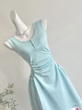 Chic 18th A Line U Neck Satin Short Homecoming Dress Birthday Outfits HZ1024