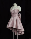 Sweet 17th Pink A Line Spaghetti Straps Satin Back With Bow Short Homecoming Dress Birthday Outfits HZ1024