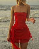 Unique A Line Strapless Satin Chiffon Short Homecoming Dress 18th Birthday Outfits HZ1024