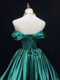 Dark Green A Line Off The Shoulder Satin Short Homecoming Dress 21th Birthday Outfits HZ1024