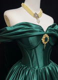 Dark Green A Line Off The Shoulder Satin Short Homecoming Dress 21th Birthday Outfits HZ1024