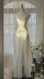 Unique Mermaid V Neck Satin Chiffon Long Prom Dresses Formal Dress HZ1024