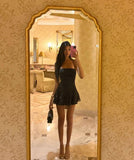 Chic A Line Halter Satin Short Homecoming Dress 20th Birthday Outfits HZ1024