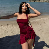 Classy A Line Halter Burgundy Satin Backless Short Homecoming Dress 17th Birthday Outfits HZ1024