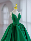 Classy Ball Gown Spaghetti Straps Green Satin Short Homecoming Dress 18th Birthday Outfits HZ1024
