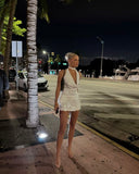 Chic A Line Halter Satin Sequin Short Homecoming Dress 22th Birthday Outfits HZ1024