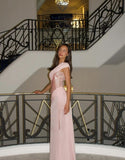 Unique Pink Mermaid One Shoulder Chiffon Sequin Slit Long Prom Dresses Formal Dress HZ1024