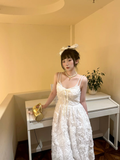 Princess A Line Spaghetti Straps Lace Long Prom Dresses Formal Dress HZ1024