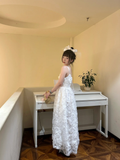 Princess A Line Spaghetti Straps Lace Long Prom Dresses Formal Dress HZ1024