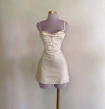 Classic A Line Spaghetti Straps Satin Short Homecoming Dress 20th Birthday Outfits HZ1024