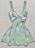 Stunning A Line Spaghetti Straps Satin Chiffon Printed Short Homecoming Dress 19th Birthday Outfits HZ1024