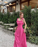 Stunning A Line Hot Pink Satin Long Prom Dresses Formal Dress HZ1024