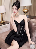 Vintage A line Strapless Black Short Homecoming Dress 19th Birthday Outfits HZ1024