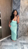 Spakles Tight Mermaid Strapless Satin Sequin Long Prom Dresses Formal Dress HZ1024