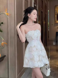 Simple A Line Straplesss Lace Birthday Dress White Homecoming Dresses HZ1024