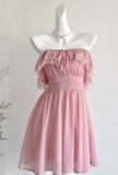 Cute A Line Strapless Chiffon Lace Short Homecoming Dress 18th Birthday Outfits HZ1024