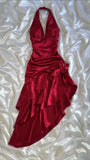 Elegant A Line Halter Burgundy Satin Short Homecoming Dress 19th Birthday Outfits HZ1024