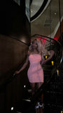 Shiny Mermaid Strapless Pink Satin Sequin Short Homecoming Dress 19th Birthday Outfits HZ1024
