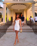 Pretty Mermaid Off The Shoulder Satin Short Homecoming Dress 19th Birthday Outfits HZ1024