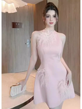 Simple A-Line Pink Short Birthday Outfits Homecoming Dress HZ1024