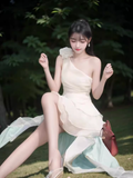 Simple A-Line One Shoulder White Short Birthday Outfits Homecoming Dress HZ1024