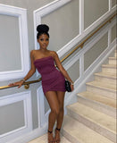 Sexy Mermaid Strapless Satin Short Homecoming Dress 20th Birthday Outfits HZ1024