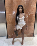 Sexy Mermaid Spaghetti Straps Satin Short Homecoming Dress 20th Birthday Outfits HZ1024