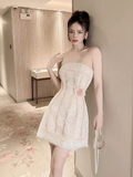 A-Line Lace Short Prom Dress White Homecoming Dress HZ1024