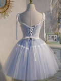 Cute Ball Gown Straps Gray Birthday Outfits Tulle Homecoming Dresses HZ1024