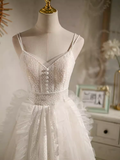 Cute Ball Gown Straps White Birthday Outfits Tulle Lace Homecoming Dresses HZ1024