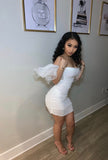 Pretty Mermaid Off The Shoulder White Chiffon Short Homecoming Dress 19th Birthday Outfits HZ1024