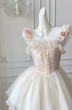 Sweetheart A Line Square Satin Chiffon Flowers Short Homecoming Dress 16th Birthday Outfits HZ1024
