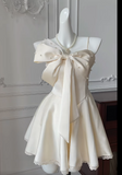 Cute A Line Spaghetti Straps Satin Beads Short Homecoming Dress 17th Birthday Outfits HZ1024