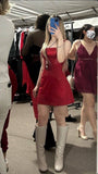 Simple Burgundy Square A Line Satin Short Homecoming Dress 20th Birthday Outfits HZ1024