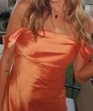 Elegant A Line Off The Shoulder Orange Satin Short Homecoming Dress 18th Birthday Outfits HZ1024