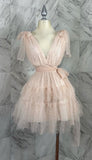 Sweet A Line V Neck Tulle Beads Short Homecoming Dress 16th Birthday Outfits HZ1024