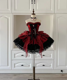 Unique Ball Gown Sweetheart Satin Lace Ruffle Short Homecoming Dress 17th Birthday Outfits HZ1024