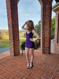 Dark Purple Mermaid Spaghetti Straps Satin Sequin Short Homecoming Dress 21th Birthday Outfits HZ1024