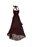 Shiny A Line Halter Chiffon Sequin Long Prom Dresses Formal Dress HZ1024