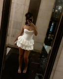 Chic A Line Halter Satin Short Homecoming Dress 19th Birthday Outfits HZ1024