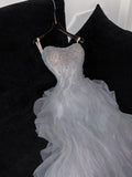 Princess Ball Gown Spaghetti Straps Tulle Sequin Long Prom Dress,Formal Dress HZ1024