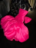 Hot Pink Ball Gown Spaghetti Straps Satin Back With Bow Short Homecoming Dress 18th Birthday Outfits HZ1024
