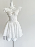 Princess White A Line Satin Lace Short Homecoming Dress 19th Birthday Outfits HZ1024