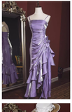 Vintage High Low Straps Ruffles Prom Dresses HZ1024