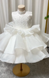 Pretty Ball Gown High Neck Satin Sequin Flower Girl Dress HZ1024